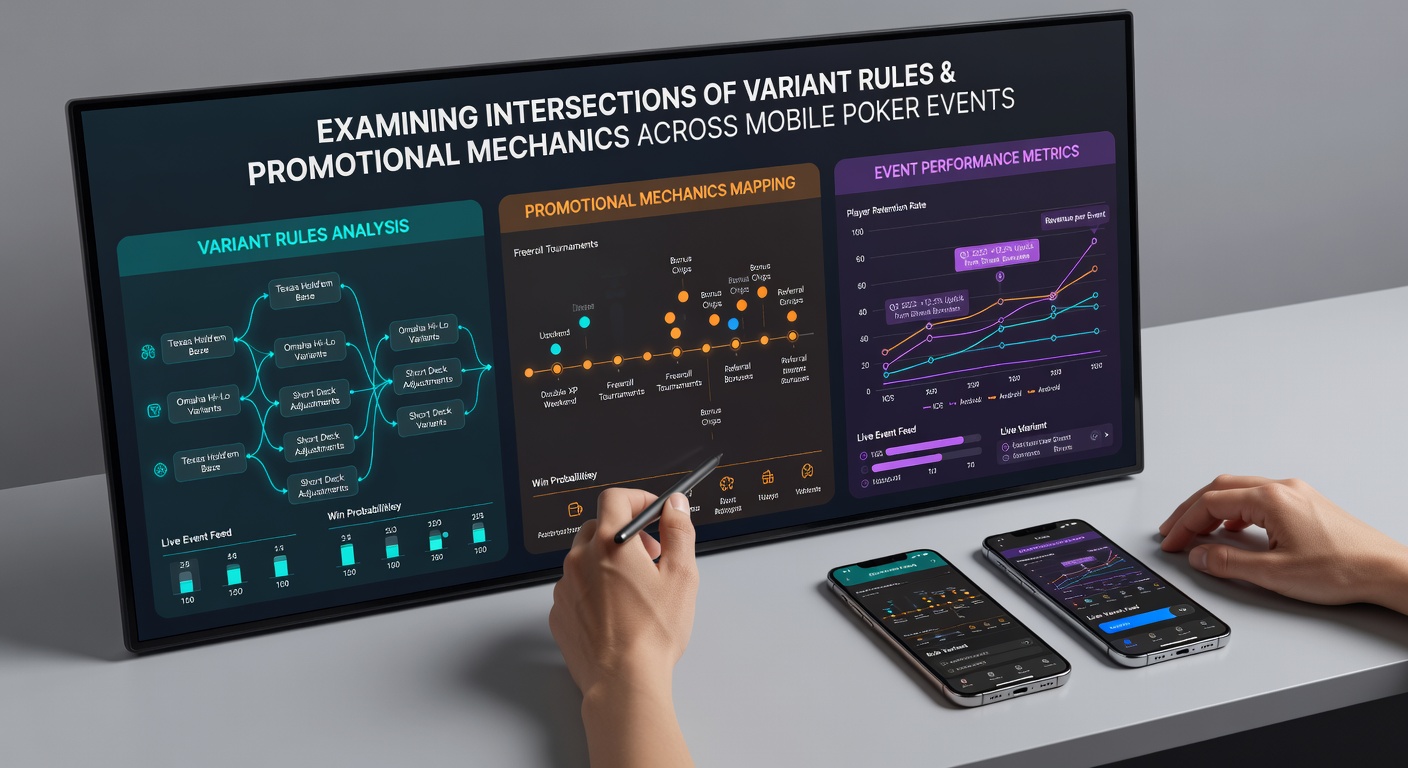 Detailansicht einer mobilen Poker-App mit aktiven Regelvarianten und laufenden Promotions