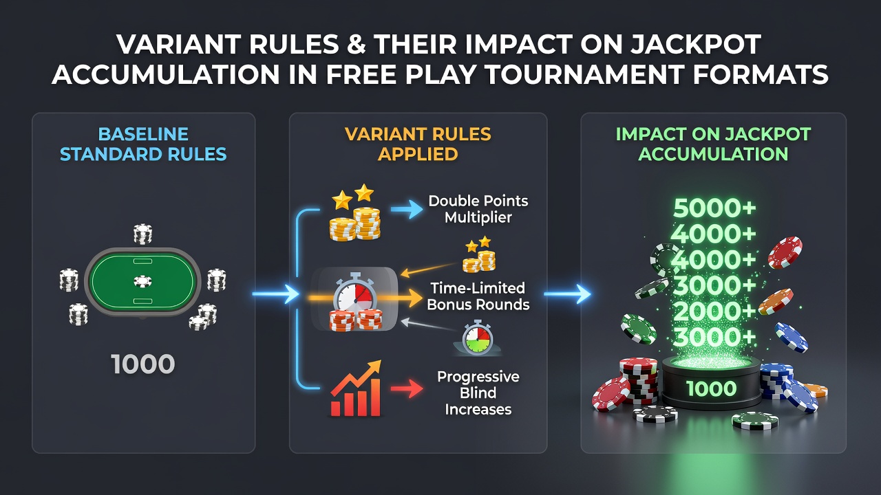 Illustration zu Variantenregeln und Jackpot-Mechanismen in Free-Play-Turnieren